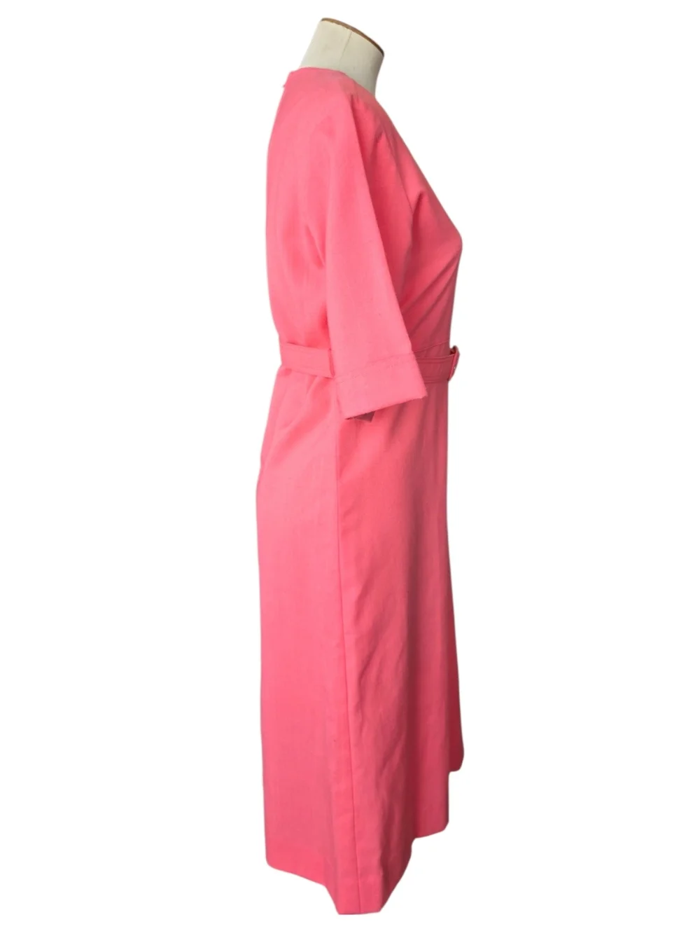 Vintage 1960s Hal Hardin Pink A-Line Dress Belted Mod Shift Womens Size 12- 14 - Picture 3 of 12
